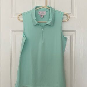 Tommy Bahama Women's M Sleeveless Active Polo Shirt Mint Green 1/4 Zip